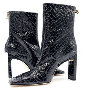 Good American Square Toe Booties Croc Embossed Black Women’s Size 11 NIB